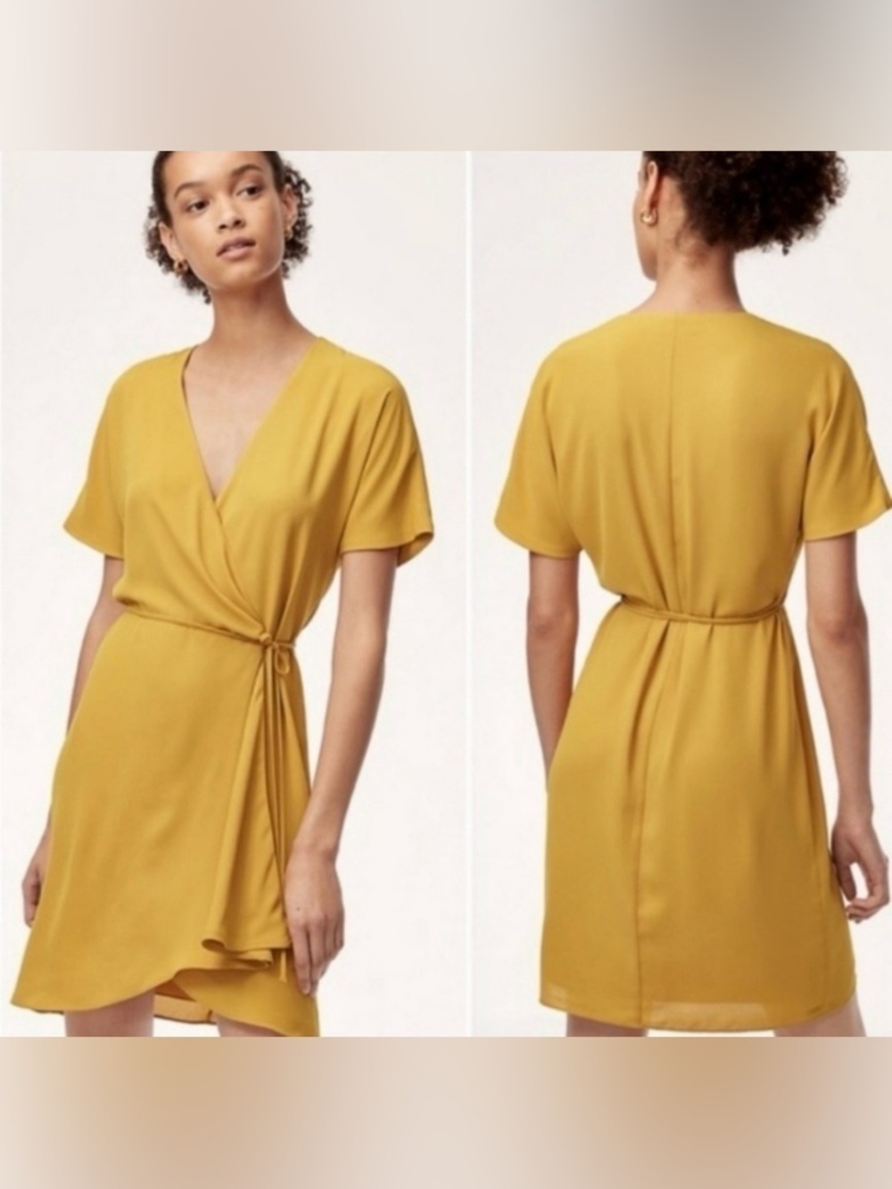 NEW Babaton Wallace Wrap Dress Mustard Yellow NWOT